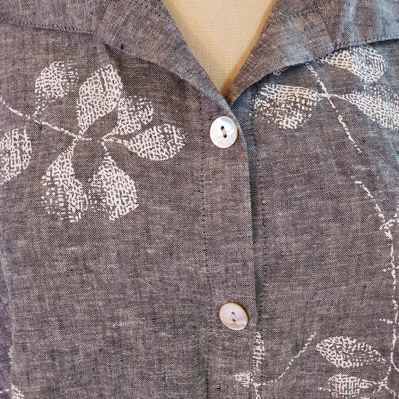 Habitat Women's Plus Size XXL Blouse Oversized Lagenlook Gray Linen Boho - Picture 2 of 11